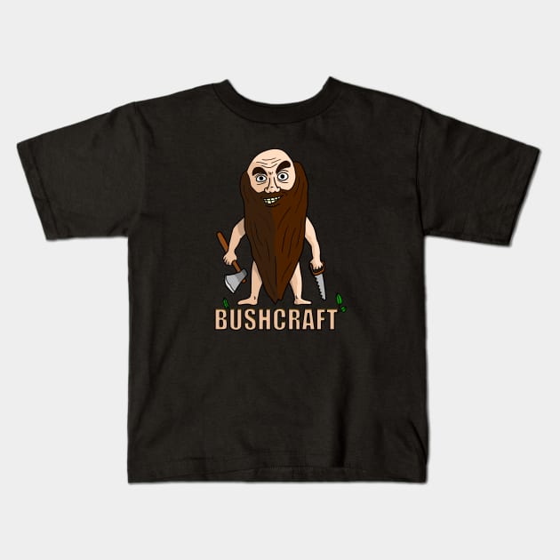 Bushcraft Beard Man Nature Kids T-Shirt by PrintingJack